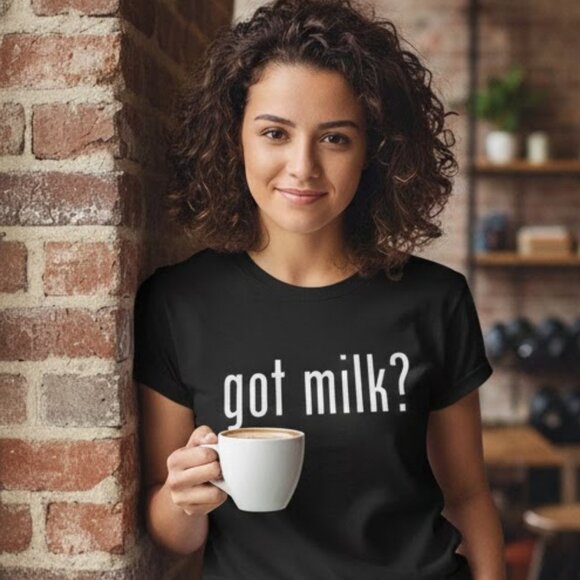 Got Milk T-Shirt 90 Aesthetic Black Cotton Unisex Tee Retro Graphic New - Picture 2 of 3